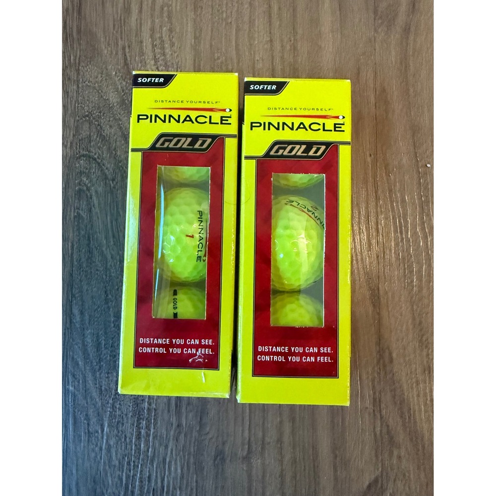 Pinnacle Gold Yellow Golf Balls 2 Sleeves of 3 Total 6 Balls Softer Distance
